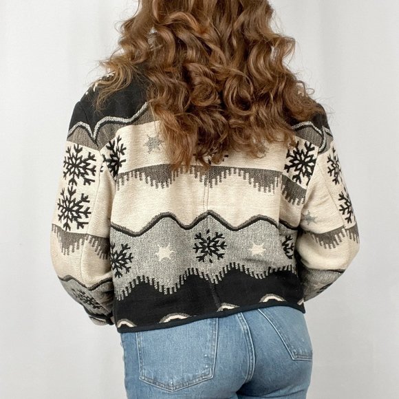 Stunning Vintage Oversized Snowflake Blazer Jacket Coat Boho Western Christmas - Picture 2 of 6